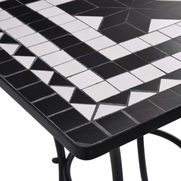 vidaXL 3-Piece Bistro Set Mosaic Ceramic Black and White