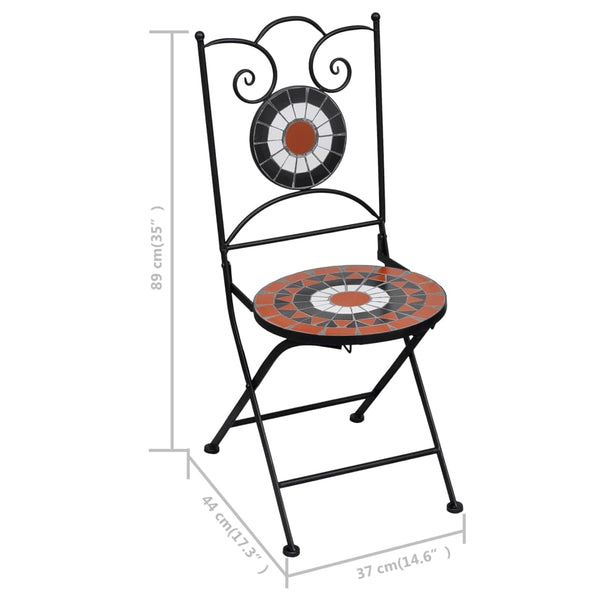 vidaXL 3-Piece Bistro Set Mosaic Ceramic Terracotta and White