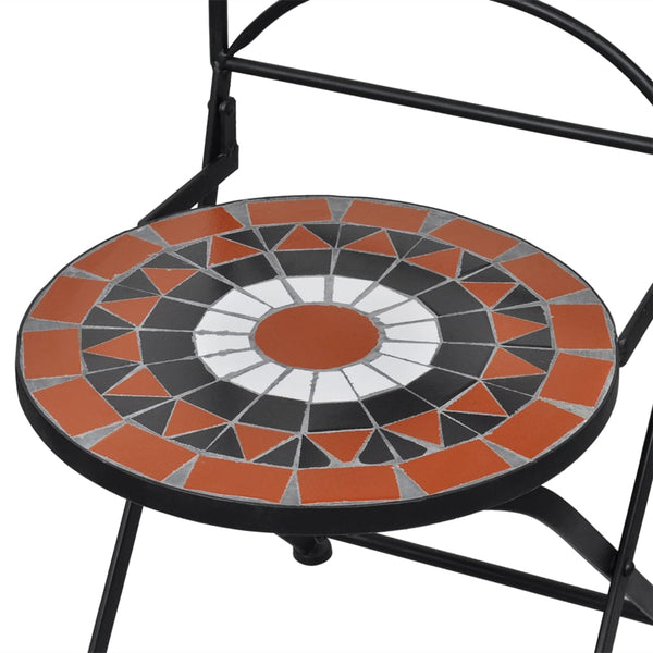 vidaXL 3-Piece Bistro Set Mosaic Ceramic Terracotta and White