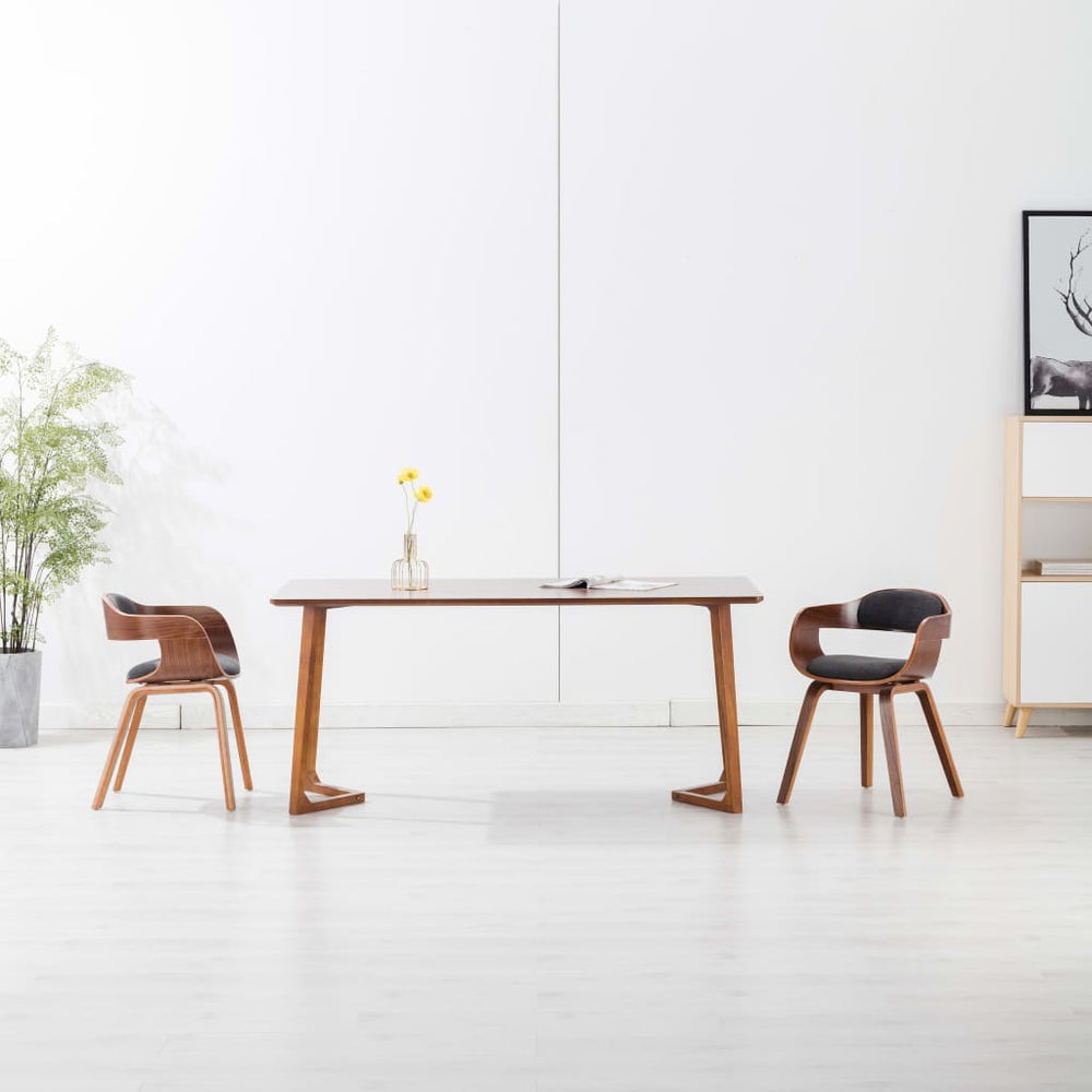 vidaXL Dining Chairs 2 pcs Dark Grey Fabric and Bentwood