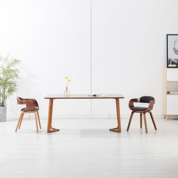 vidaXL Dining Chairs 2 pcs Dark Grey Fabric and Bentwood