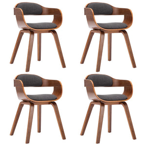 vidaXL Dining Chairs 4 pcs Dark Gray Fabric and Bentwood