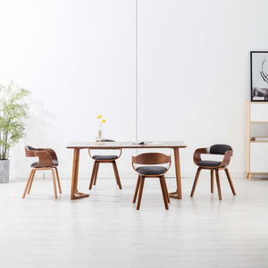 vidaXL Dining Chairs 4 pcs Dark Gray Fabric and Bentwood