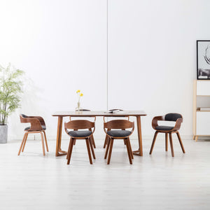 vidaXL Dining Chairs 6 pcs Dark Grey Fabric and Bentwood