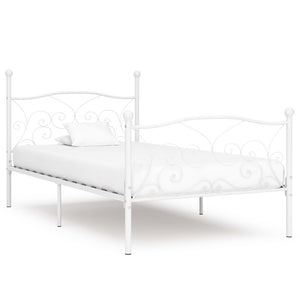 vidaXL Bed Frame with Slats White Metal 90 x 200 cm