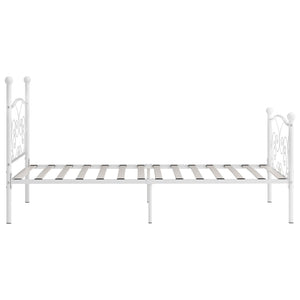 vidaXL Bed Frame with Slats White Metal 90 x 200 cm