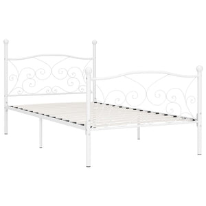 vidaXL Bed Frame with Slats White Metal 100 x 200 cm