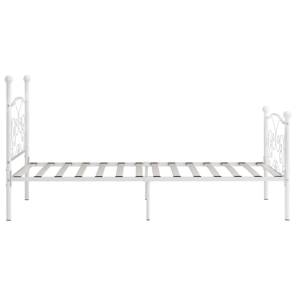 vidaXL Bed Frame with Slats White Metal 100 x 200 cm