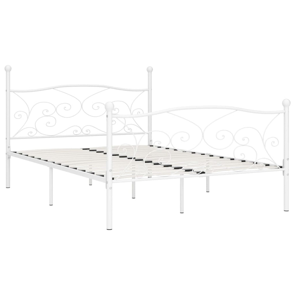 vidaXL Bed Frame with Slatted Base White Metal 120x200 cm