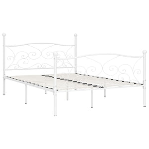 vidaXL Bed Frame with Slatted Base White Metal 120x200 cm