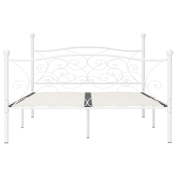 vidaXL Bed Frame with Slatted Base White Metal 120x200 cm