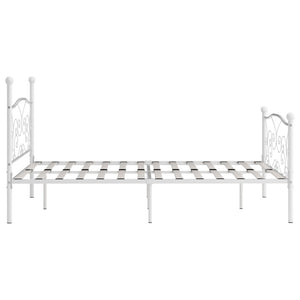 vidaXL Bed Frame with Slatted Base White Metal 120x200 cm
