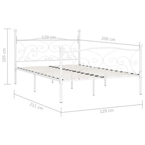 vidaXL Bed Frame with Slatted Base White Metal 120x200 cm