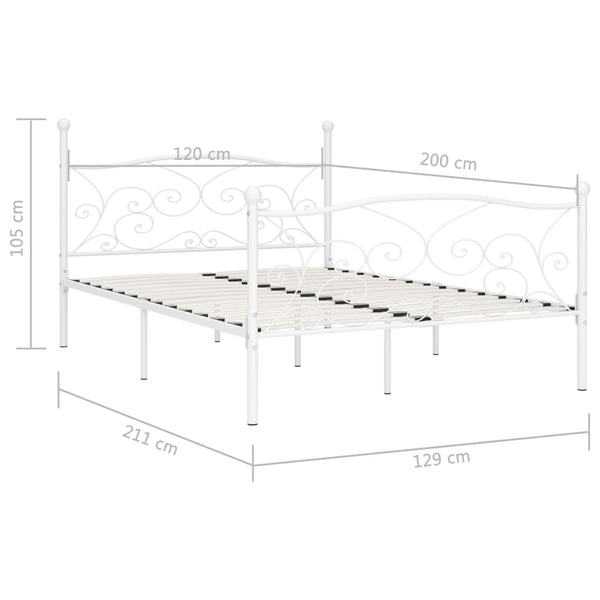 Bettgestell mit Lattenrost Weiß Metall 120×200 cm