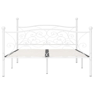 vidaXL Bed Frame with Slats White Metal 140 × 200 cm