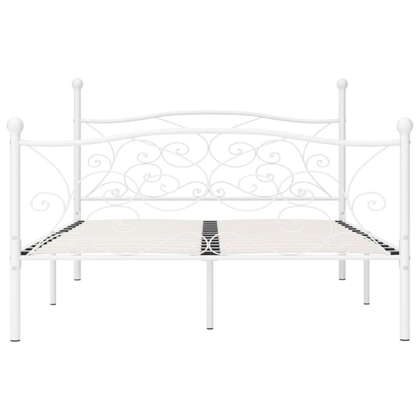 vidaXL Bed Frame with Slats White Metal 140 × 200 cm