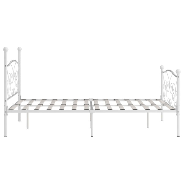 vidaXL Bed Frame with Slats White Metal 140 × 200 cm