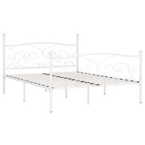 vidaXL Bed Frame with Slats White Metal 200 x 200 cm