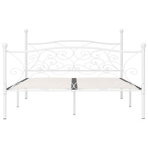 vidaXL Bed Frame with Slats White Metal 200 x 200 cm