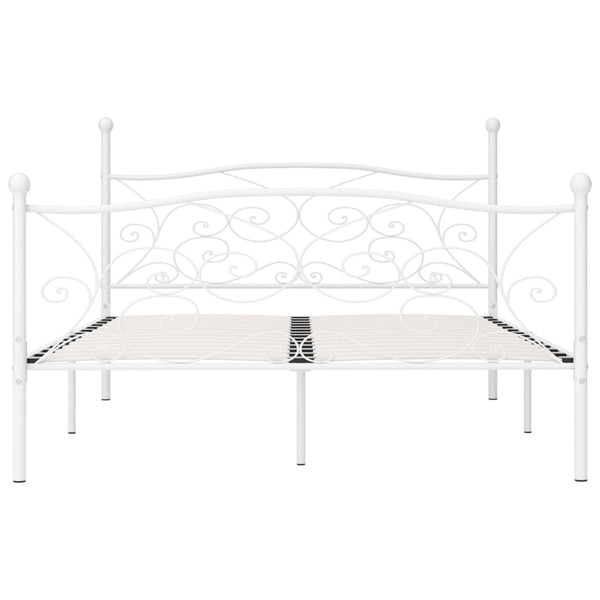 vidaXL Bed Frame with Slats White Metal 200 x 200 cm