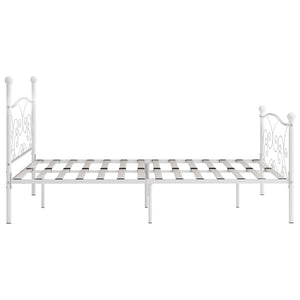 vidaXL Bed Frame with Slats White Metal 200 x 200 cm