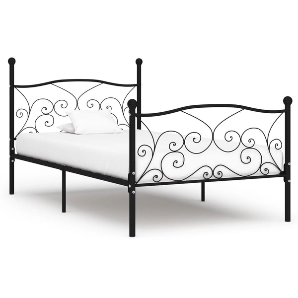 vidaXL Bed Frame with Slats Black Metal 90x200 cm