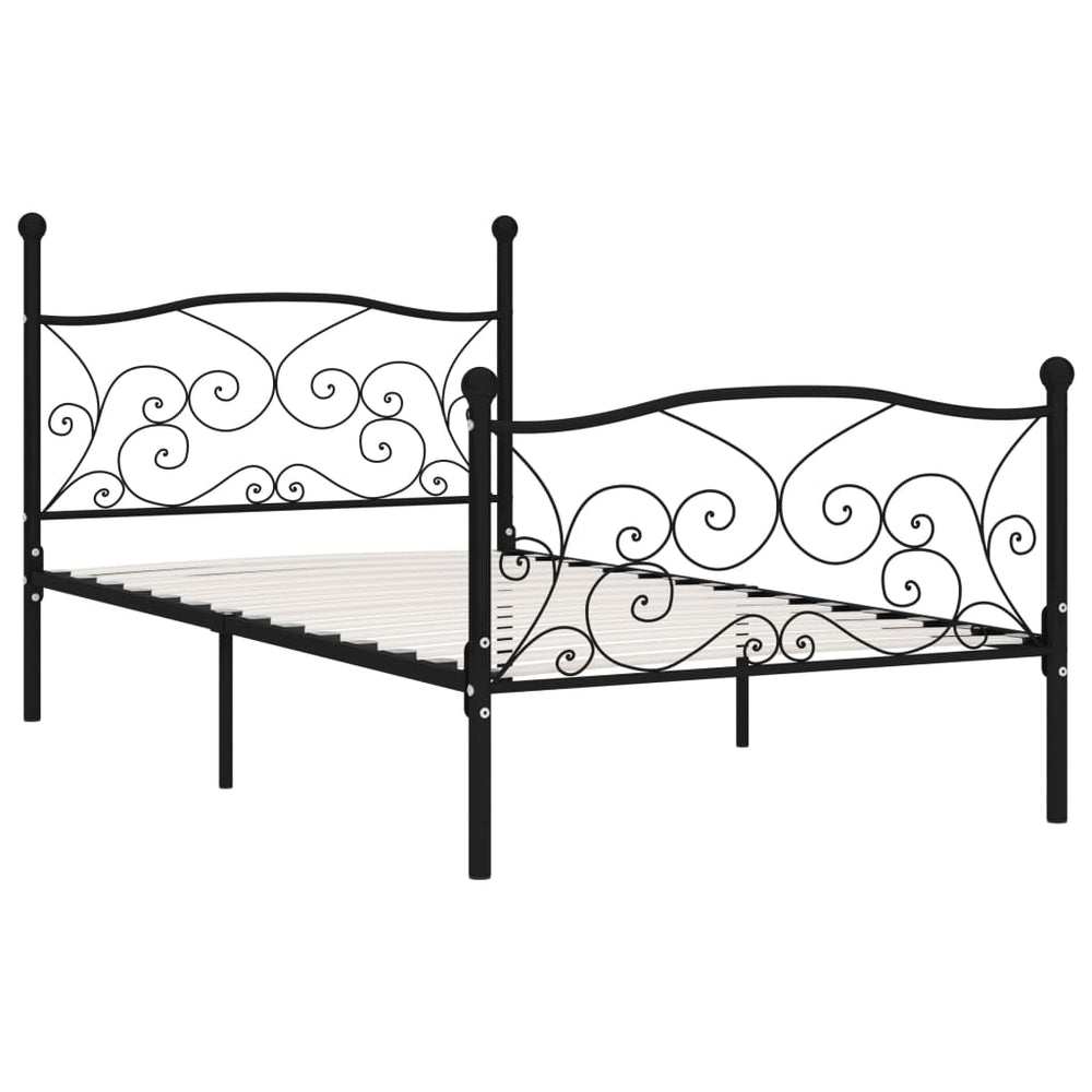 vidaXL Bed Frame with Slats Black Metal 90x200 cm