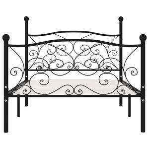 vidaXL Bed Frame with Slats Black Metal 90x200 cm