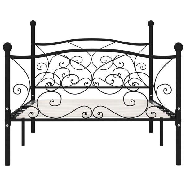 vidaXL Bed Frame with Slats Black Metal 90x200 cm
