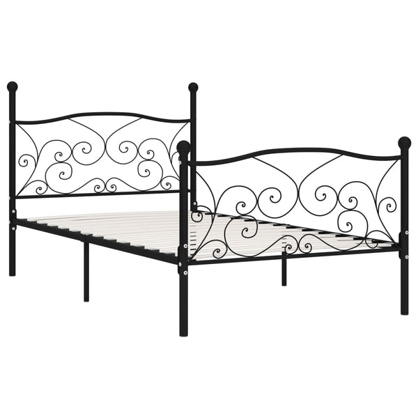 vidaXL Bed Frame with Slats Black Metal 100 x 200 cm