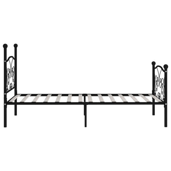 vidaXL Bed Frame with Slats Black Metal 100 x 200 cm