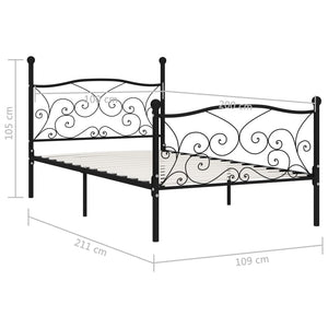 vidaXL Bed Frame with Slats Black Metal 100 x 200 cm