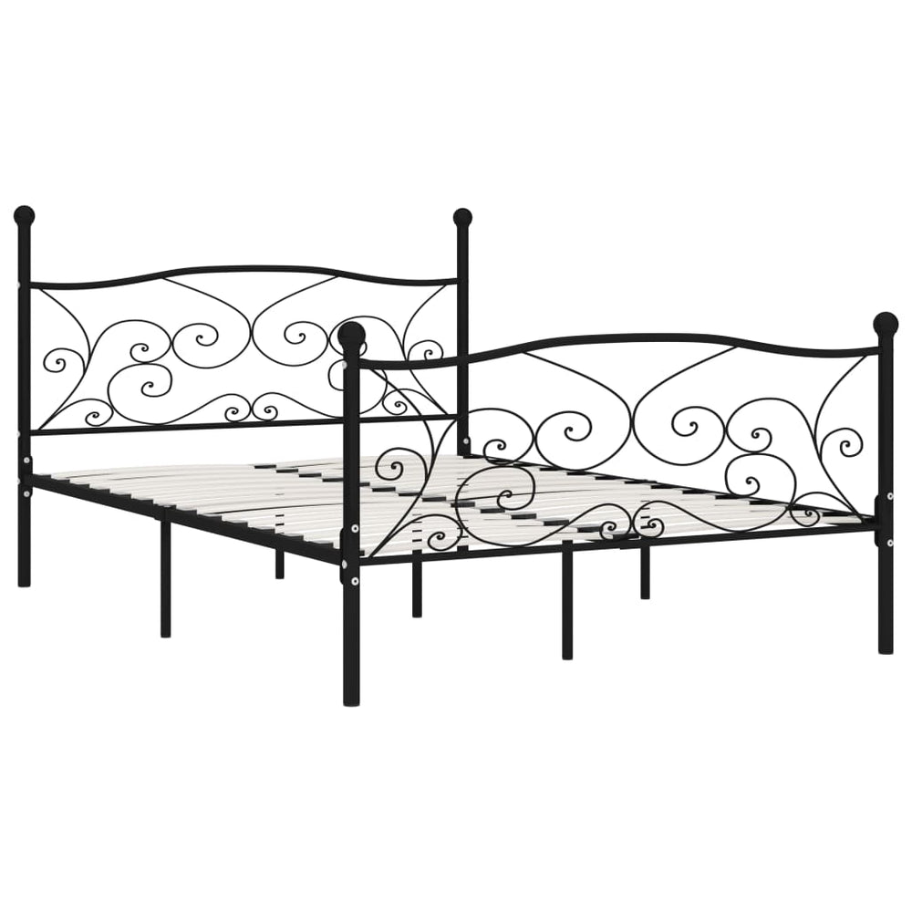 vidaXL Bed Frame with Slatted Base Black Metal 120 x 200 cm