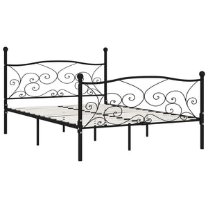 vidaXL Bed Frame with Slatted Base Black Metal 120 x 200 cm