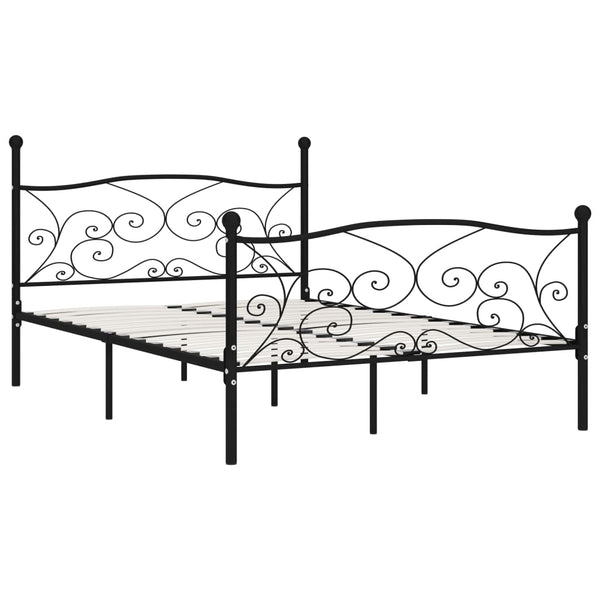 vidaXL Bed Frame with Slatted Base Black Metal 120 x 200 cm