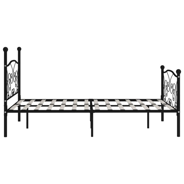 vidaXL Bed Frame with Slatted Base Black Metal 120 x 200 cm