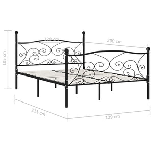 vidaXL Bed Frame with Slatted Base Black Metal 120 x 200 cm