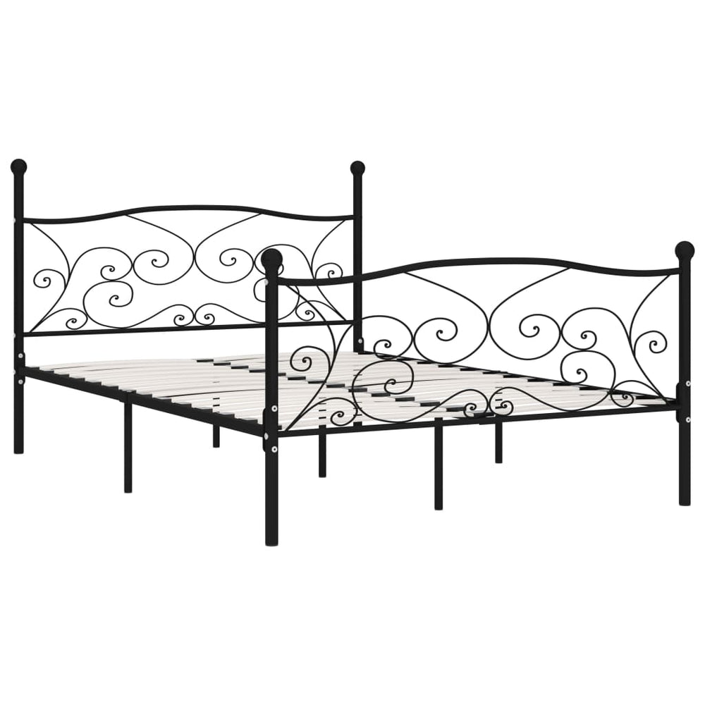 vidaXL Bed Frame with Slatted Base Black Metal 140 × 200 cm