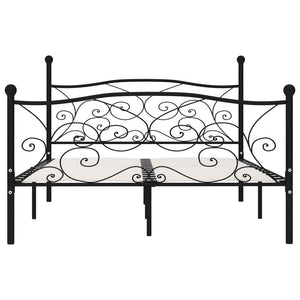 vidaXL Bed Frame with Slatted Base Black Metal 140 × 200 cm