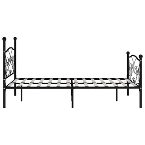 vidaXL Bed Frame with Slatted Base Black Metal 140 × 200 cm