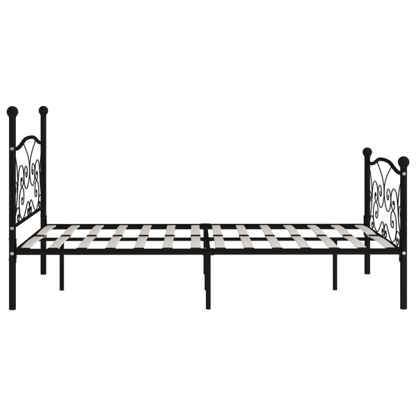 vidaXL Bed Frame with Slatted Base Black Metal 140 × 200 cm