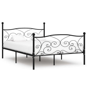 vidaXL Bed Frame with Slatted Base Black Metal 160 x 200 cm