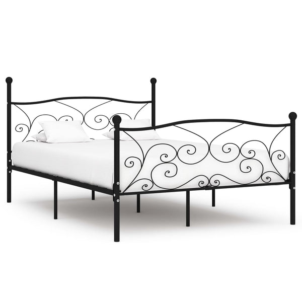 vidaXL Bed Frame with Slatted Base Black Metal 160 x 200 cm