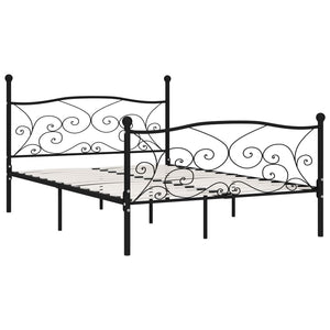 vidaXL Bed Frame with Slatted Base Black Metal 160 x 200 cm
