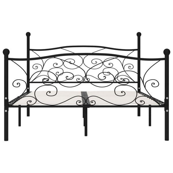 vidaXL Bed Frame with Slatted Base Black Metal 160 x 200 cm