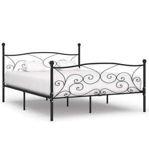 vidaXL Bed Frame with Slat Base Black Metal 180 x 200 cm