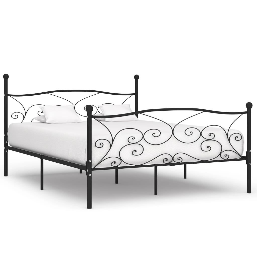 vidaXL Bed Frame with Slat Base Black Metal 180 x 200 cm