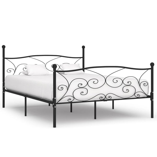 vidaXL Bed Frame with Slat Base Black Metal 180 x 200 cm