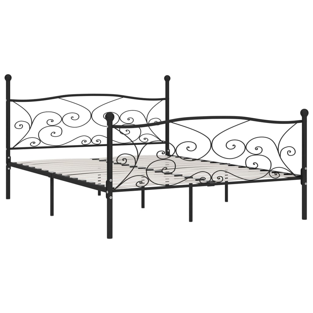 vidaXL Bed Frame with Slat Base Black Metal 180 x 200 cm