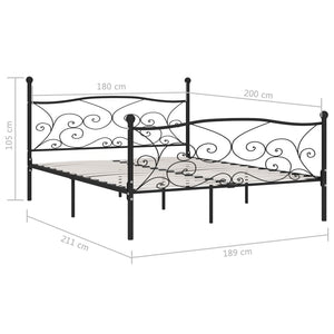 Bettgestell mit Lattenrost Schwarz Metall 180 × 200 cm